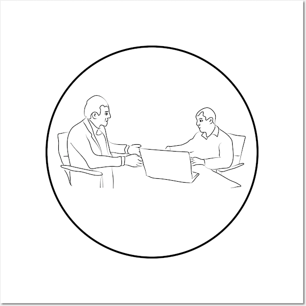 Business negotiations. Business partners. The conversation of men at the table. Interesting design, modern, interesting drawing. Hobby and interest. Concept and idea. Wall Art by grafinya